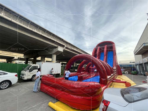 Commercial Mobile High Red Inflatable Wtaer Slide with Pool Slide for Adults