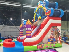 Funcity Ferris Wheel Inflatable Bouncy Castles Circus Clown Castle with Slide Combo for Kids Fun Playgrounds