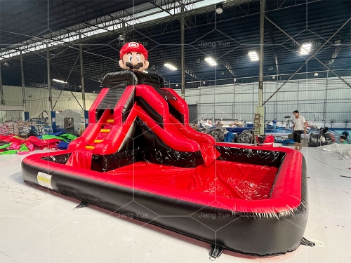 Custom Outdoor Kids Mario Theme Inflatable Water Slide
