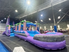 17x5m Purple Plam Tree Inflatable Water Slide