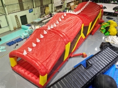 Red Crocodile Amusement Park Inflatable Obstacle Course Tunnel Run Challenge Sport Activities Game